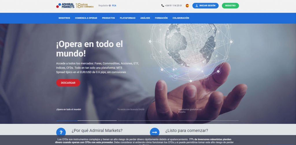 La homepage de Admiral Markets